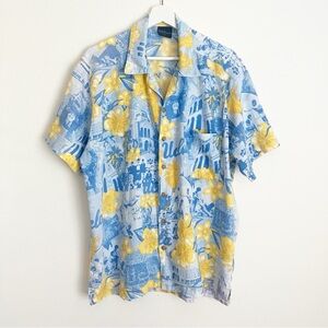 Social Awareness UCLA Bruin Hawaiian Football Short Sleeve Button Up Blue Gold M
